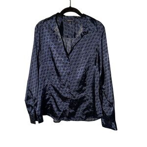 George Size Medium Long Sleeve Blue Black Rope Print Top